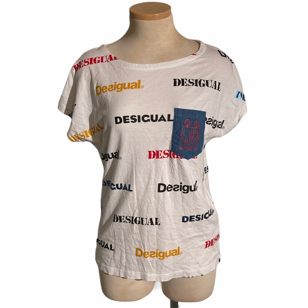 Desigual Logo  with Denim Pocket Top